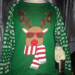 Green Reindeer Sweater.